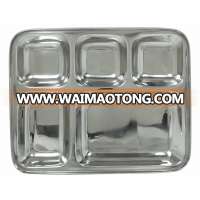 Five Compartment Divided Dinner Plate Stainless steel Plate